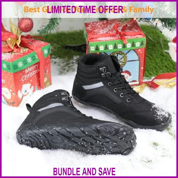 Winter Barefoot Boots Wide Toe Box Zero Drop Sole Water Resistant Ankle Booties - Picture 5 of 8